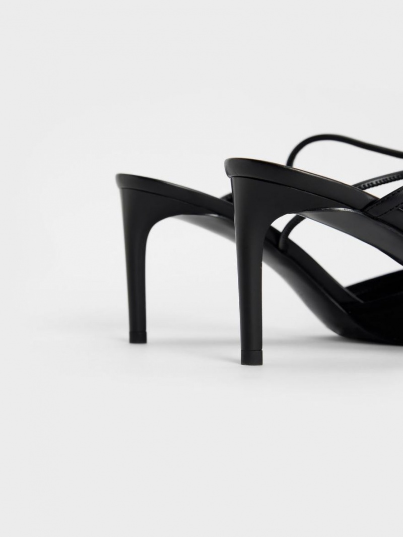 Charles & Keith Linen Asymmetric Pumps Schwarz | 278OACMTD