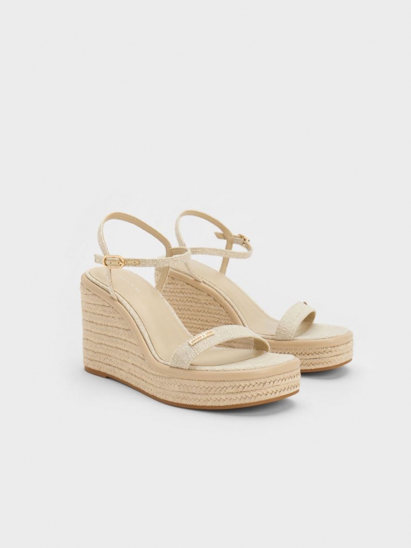 Charles & Keith Linen Espadrilles Keilabsatz Beige | 485LEPXMC