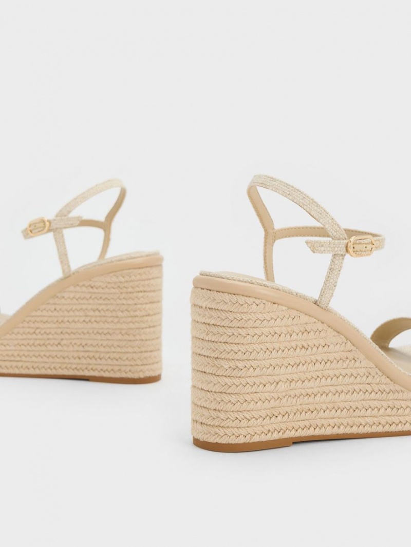 Charles & Keith Linen Espadrilles Keilabsatz Beige | 485LEPXMC