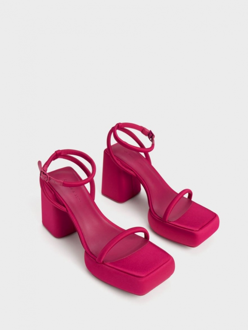 Charles & Keith Lucile Satin Plateausandalen Rot | 825CVDUWB