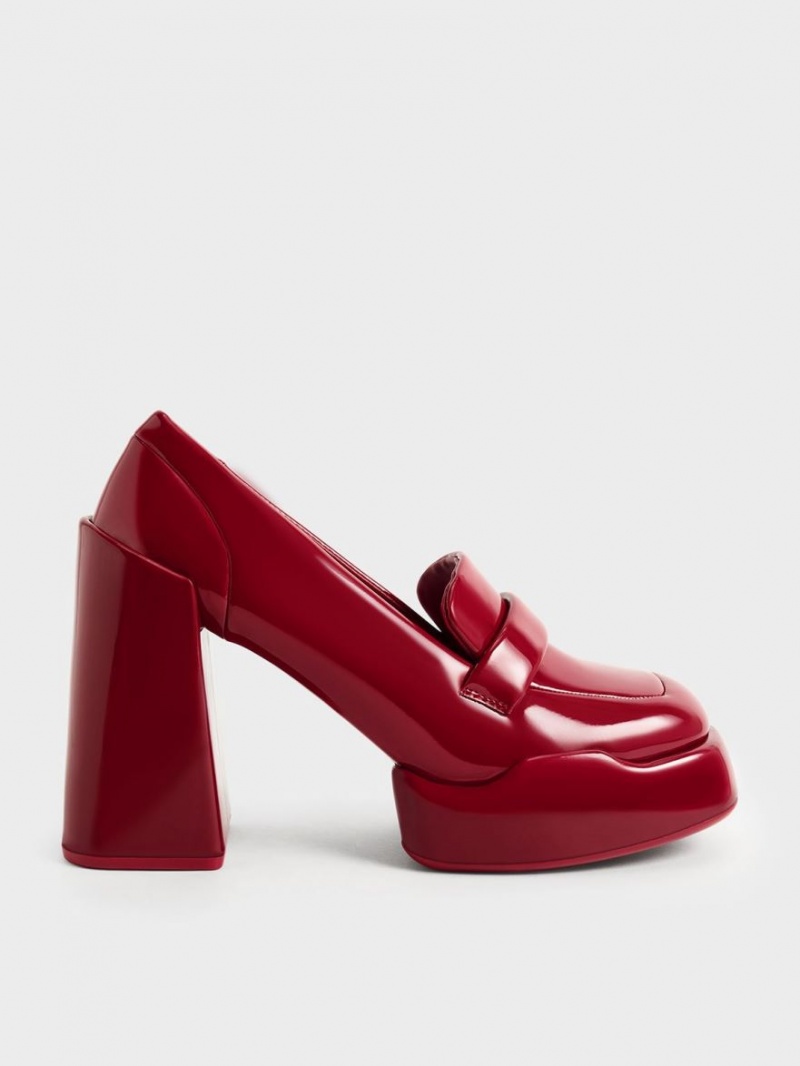 Charles & Keith Lula Lack Loafer Pumps Rot | 798BYNVFG