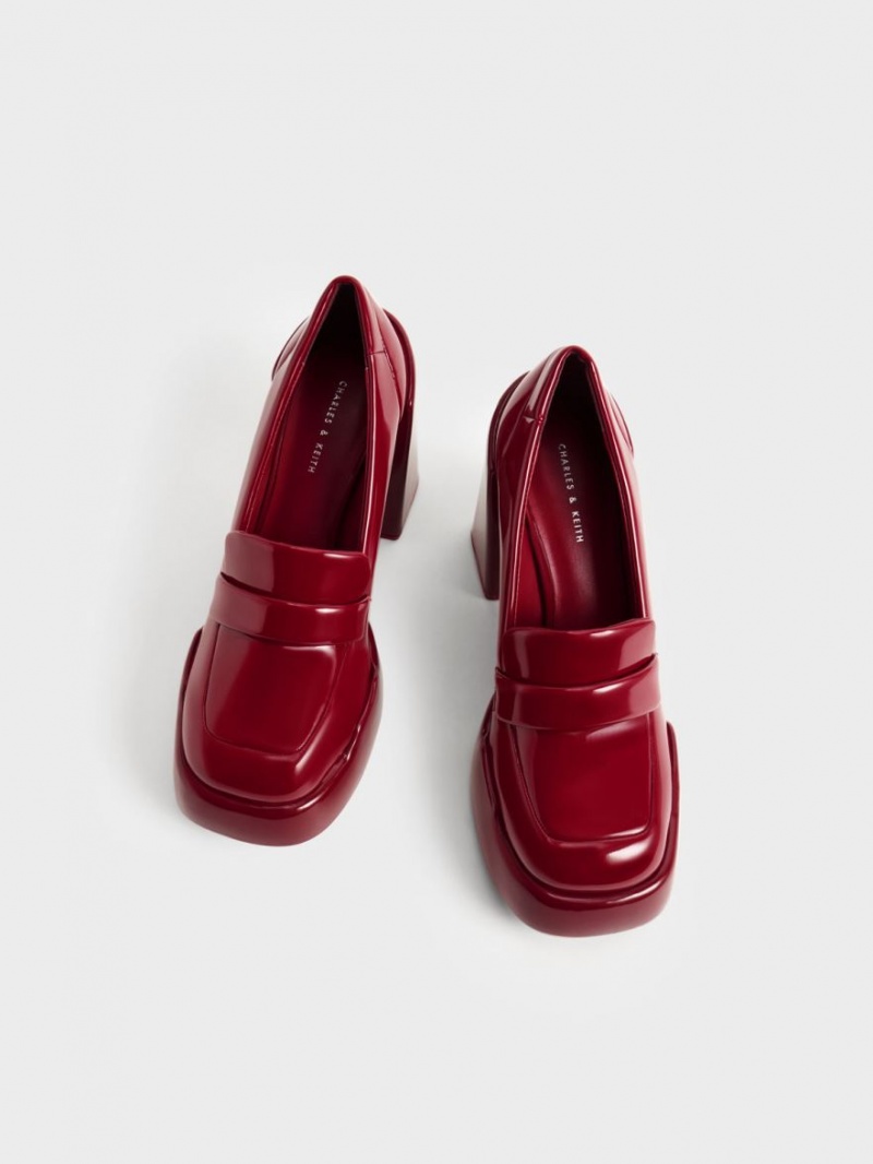 Charles & Keith Lula Lack Loafer Pumps Rot | 798BYNVFG