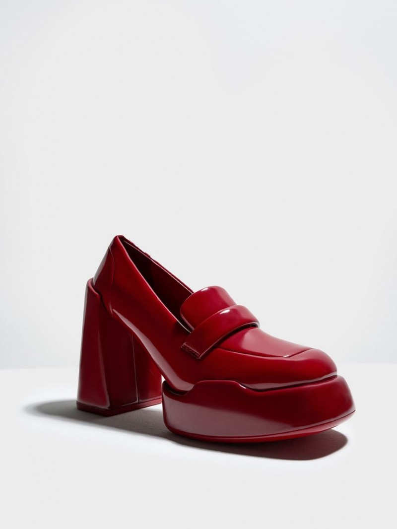 Charles & Keith Lula Lack Loafer Pumps Rot | 798BYNVFG