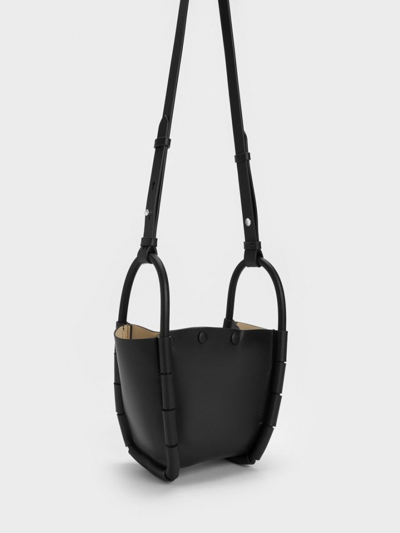 Charles & Keith Machina Bucket Tasche Schwarz | 358AJKNYH