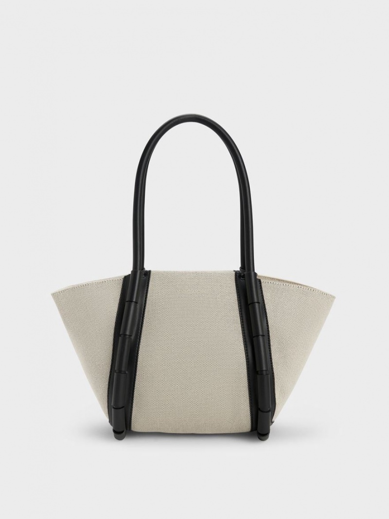 Charles & Keith Machina Canvas Tragetaschen Mintfarben | 346PZHXVF