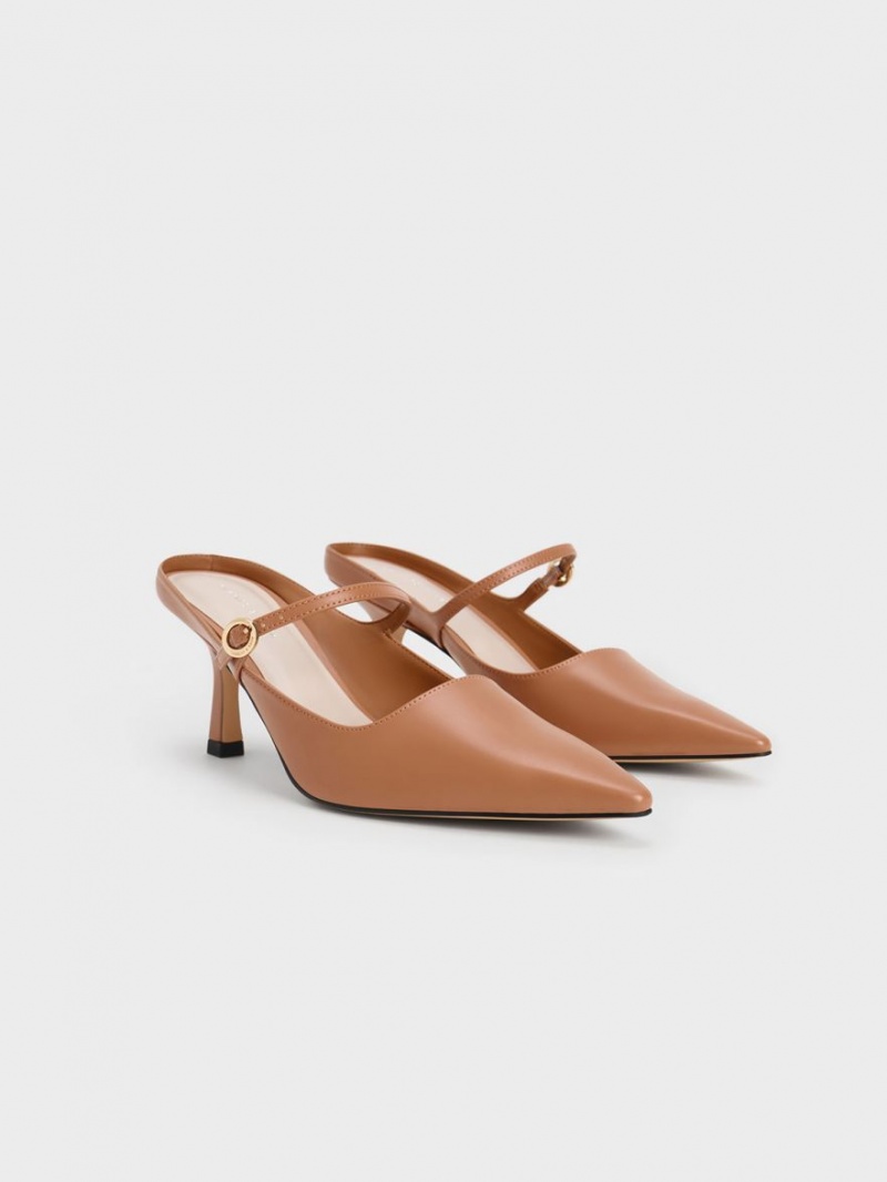 Charles & Keith Mary Jane Absatz Mules Braun | 536QAREGX