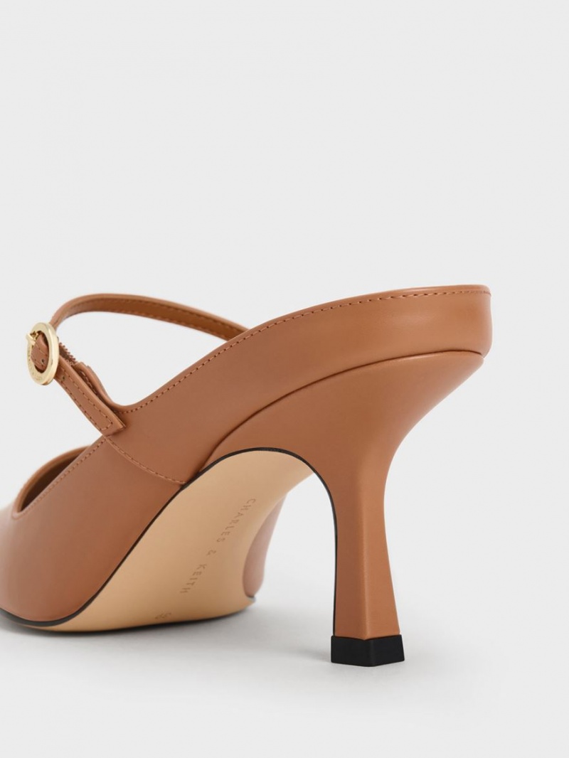 Charles & Keith Mary Jane Absatz Mules Braun | 536QAREGX