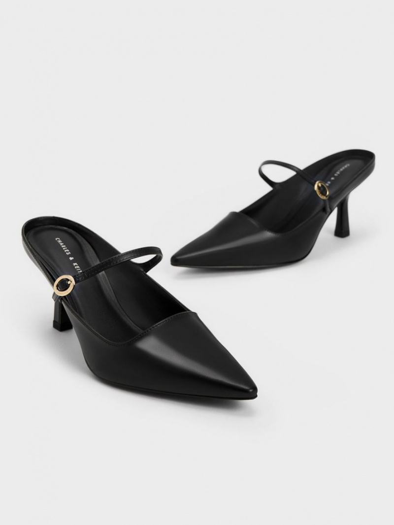 Charles & Keith Mary Jane Absatz Mules Schwarz | 592NCZPWV