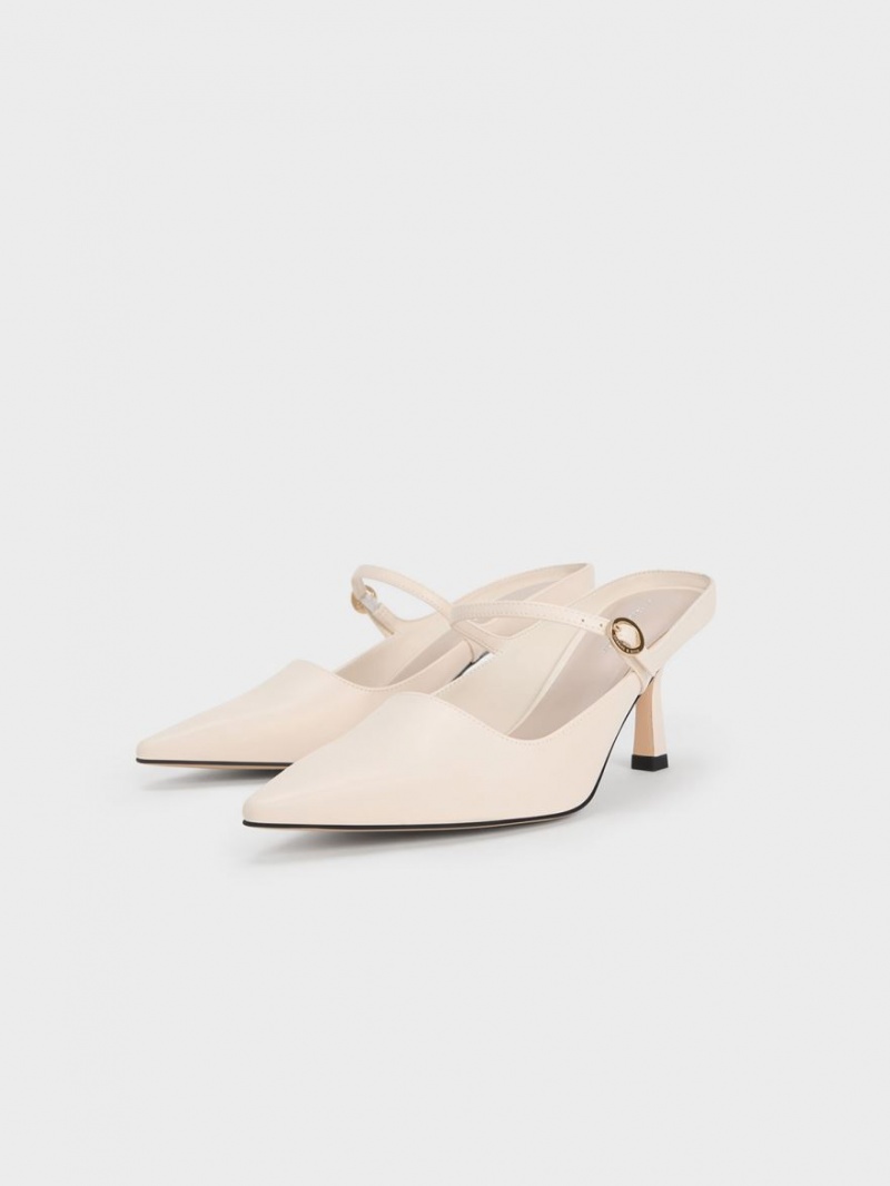 Charles & Keith Mary Jane Absatz Mules Weiß | 983ECPTBD