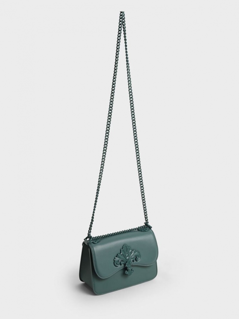 Charles & Keith Meriah Chain Riemen Crossbody Taschen Türkis | 682YGBPVJ