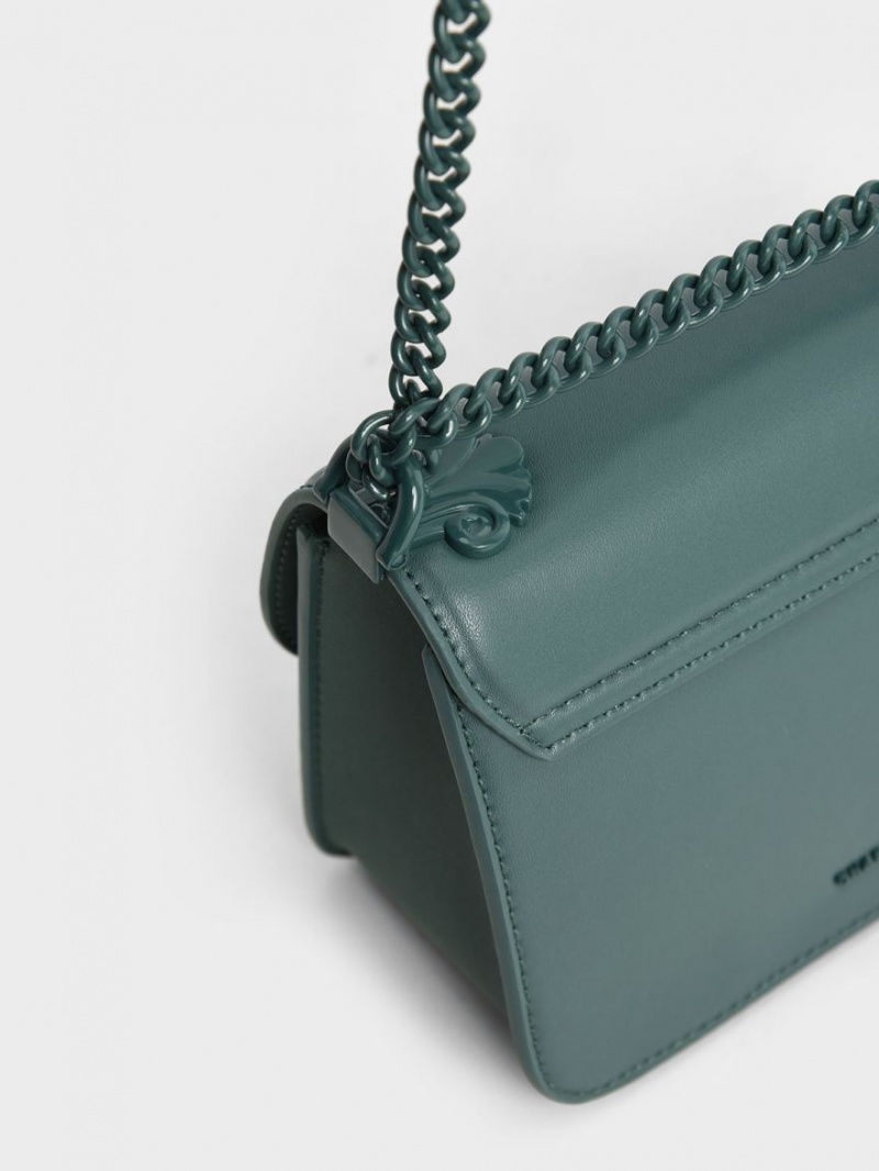 Charles & Keith Meriah Chain Riemen Crossbody Taschen Türkis | 682YGBPVJ