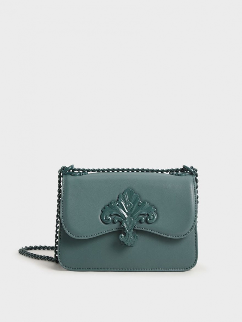 Charles & Keith Meriah Chain Riemen Crossbody Taschen Türkis | 682YGBPVJ