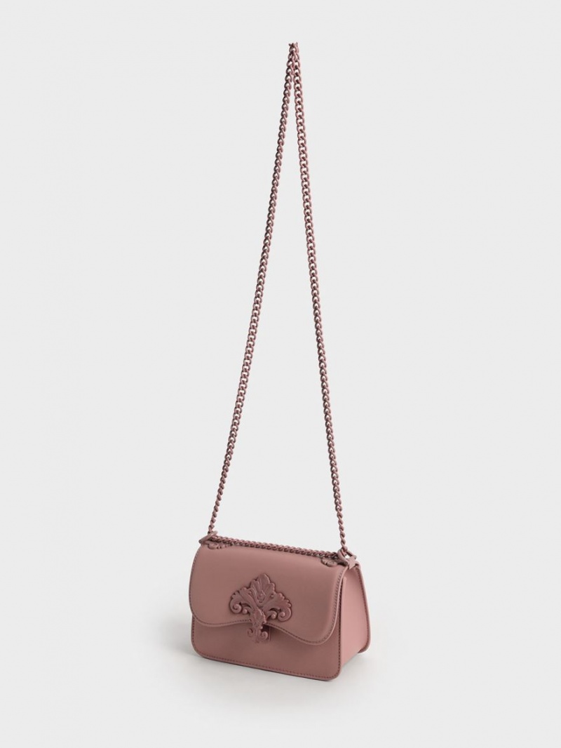 Charles & Keith Meriah Chain Riemen Crossbody Taschen Lila | 150UQPVHE