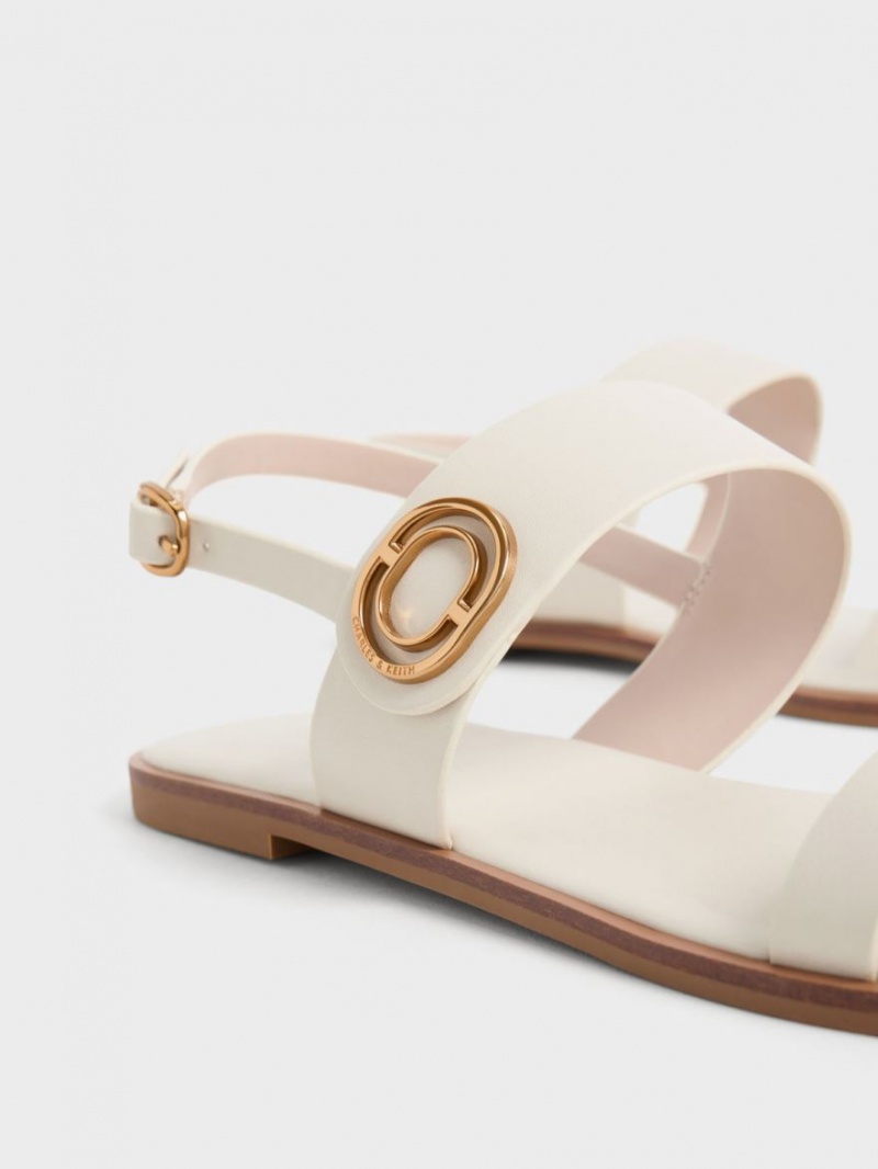 Charles & Keith Metallic Accent Back Riemchensandalen Weiß | 842YIGDFV