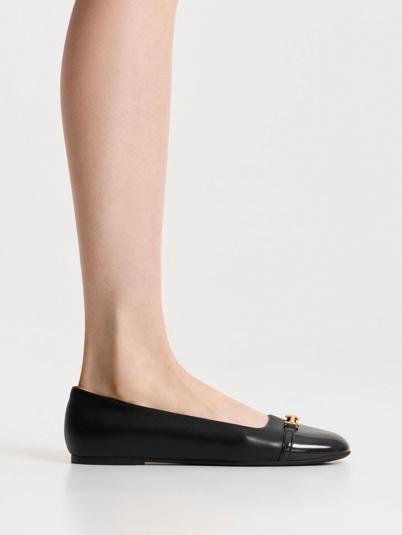 Charles & Keith Metallic Accent Ballerinas Schwarz | 583MIXDHN