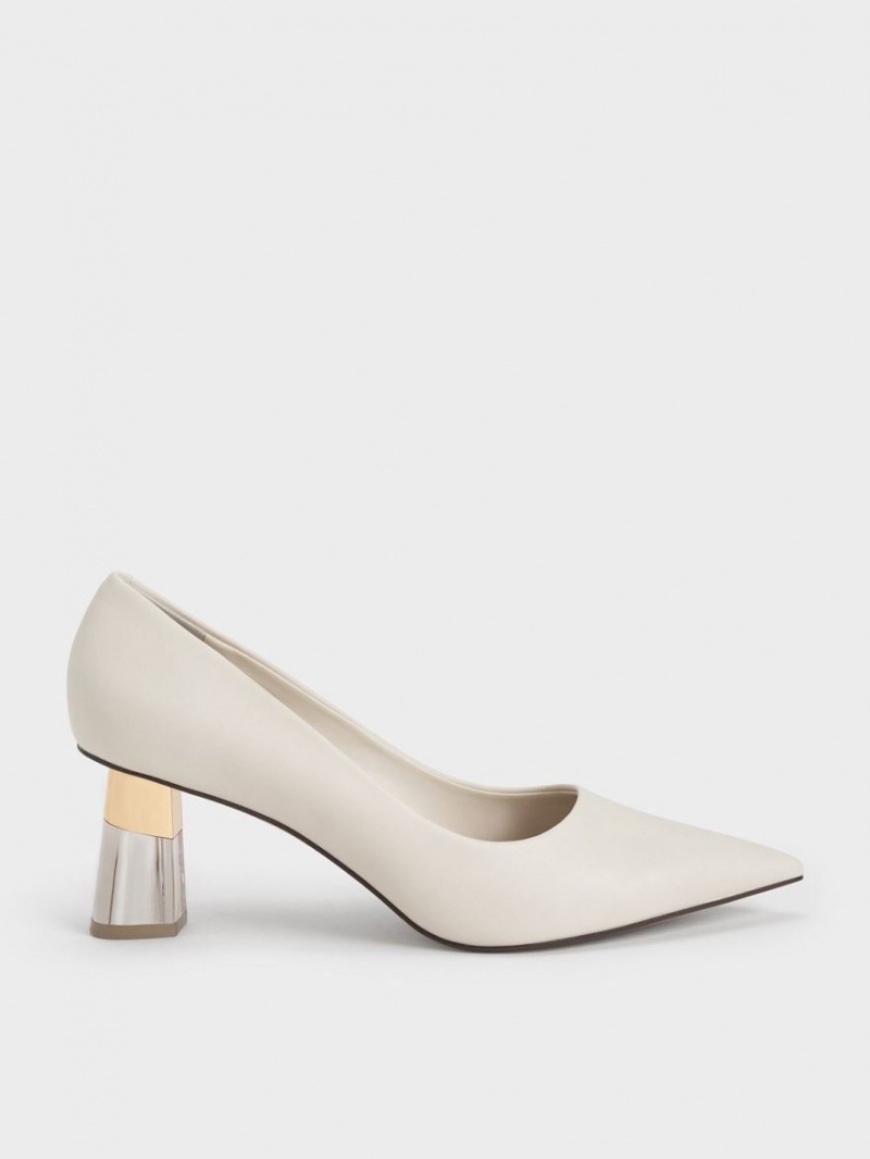 Charles & Keith Metallic Accent Clear Heel Pumps Weiß | 560ZOLIBW