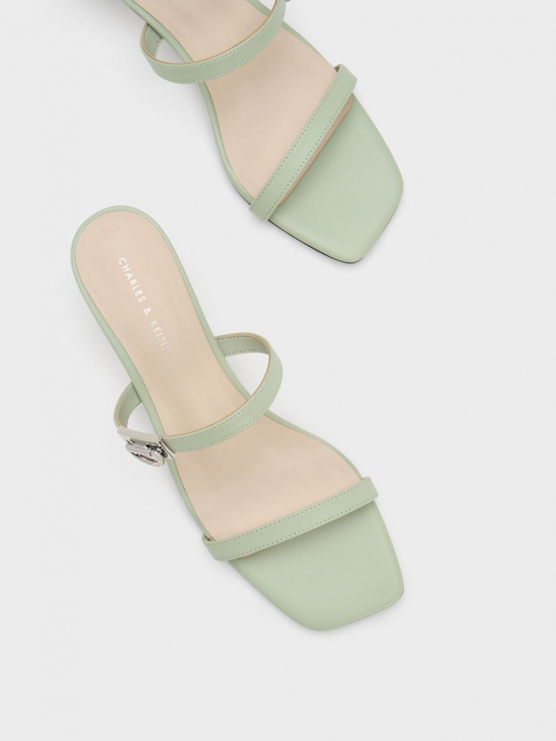 Charles & Keith Metallic Accent Double Riemen Mules Mintfarben | 480LEAYDF