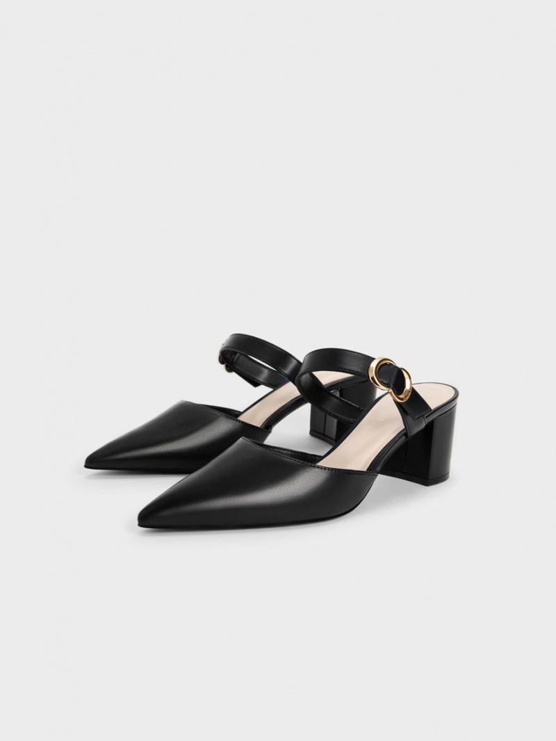 Charles & Keith Metallic Accent Pointed-Kappe Pumps Schwarz | 820VHSWAP