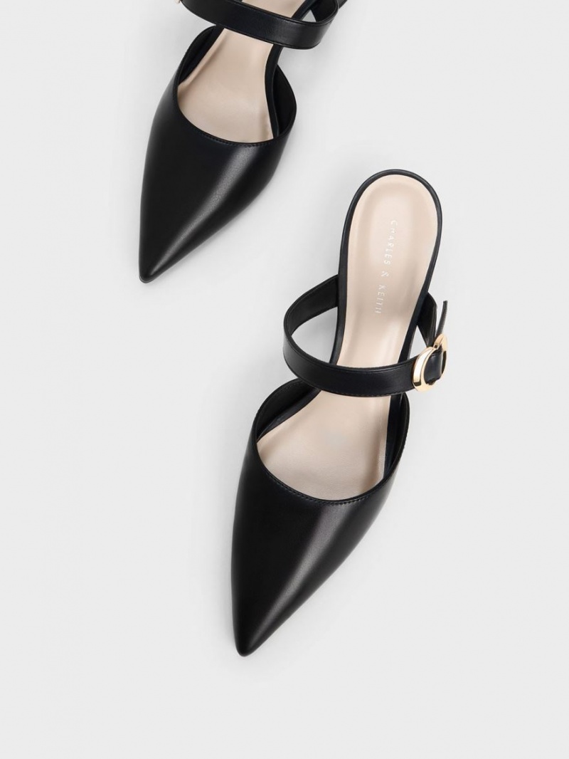 Charles & Keith Metallic Accent Pointed-Kappe Pumps Schwarz | 820VHSWAP