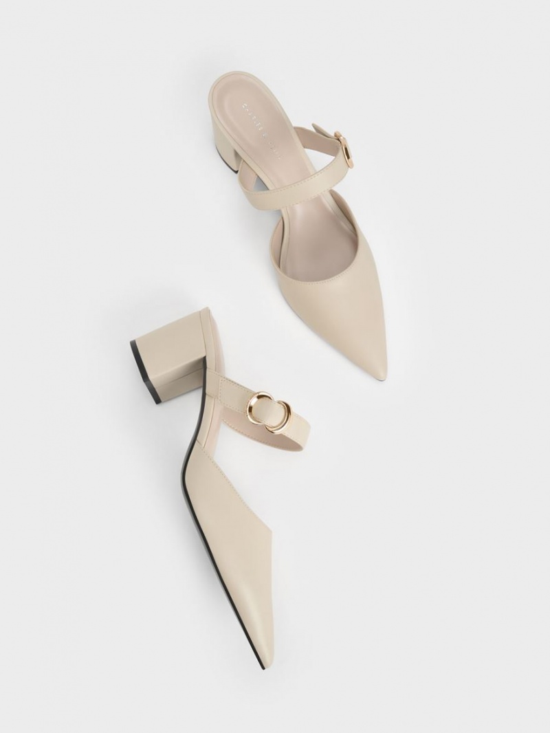 Charles & Keith Metallic Accent Pointed-Kappe Pumps Weiß | 214KREOAJ