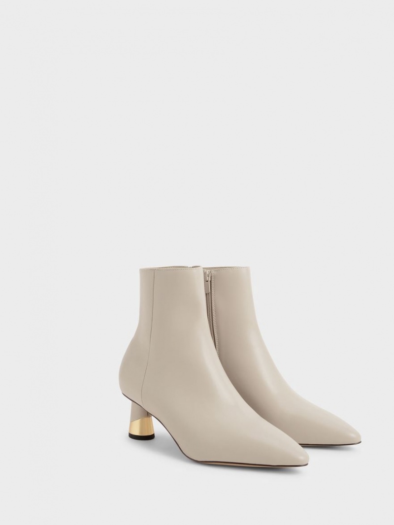 Charles & Keith Metallic Heel Stiefeletten Grau | 653AQCPNM