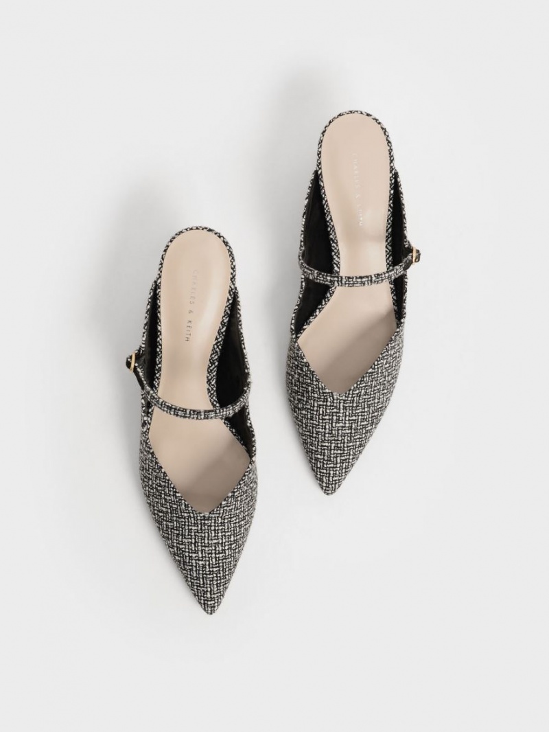 Charles & Keith Metallic Sculptural Heel Tweed Mules Mehrfarbig | 173LXVOPD