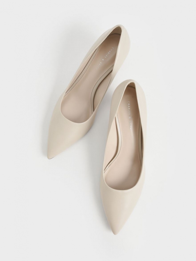 Charles & Keith Metallic Sculptural Heel Pumps Weiß | 362FDKWHN