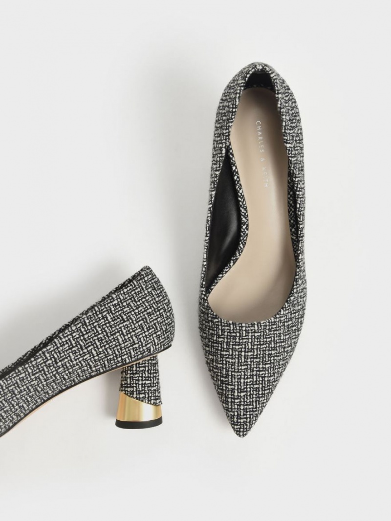 Charles & Keith Metallic Sculptural Heel Tweed Pumps Mehrfarbig | 581WVYGKQ