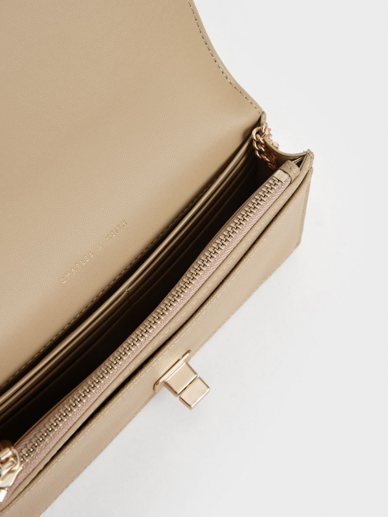 Charles & Keith Micaela Gesteppt Long Geldbörse Braun | 176AVXMNP