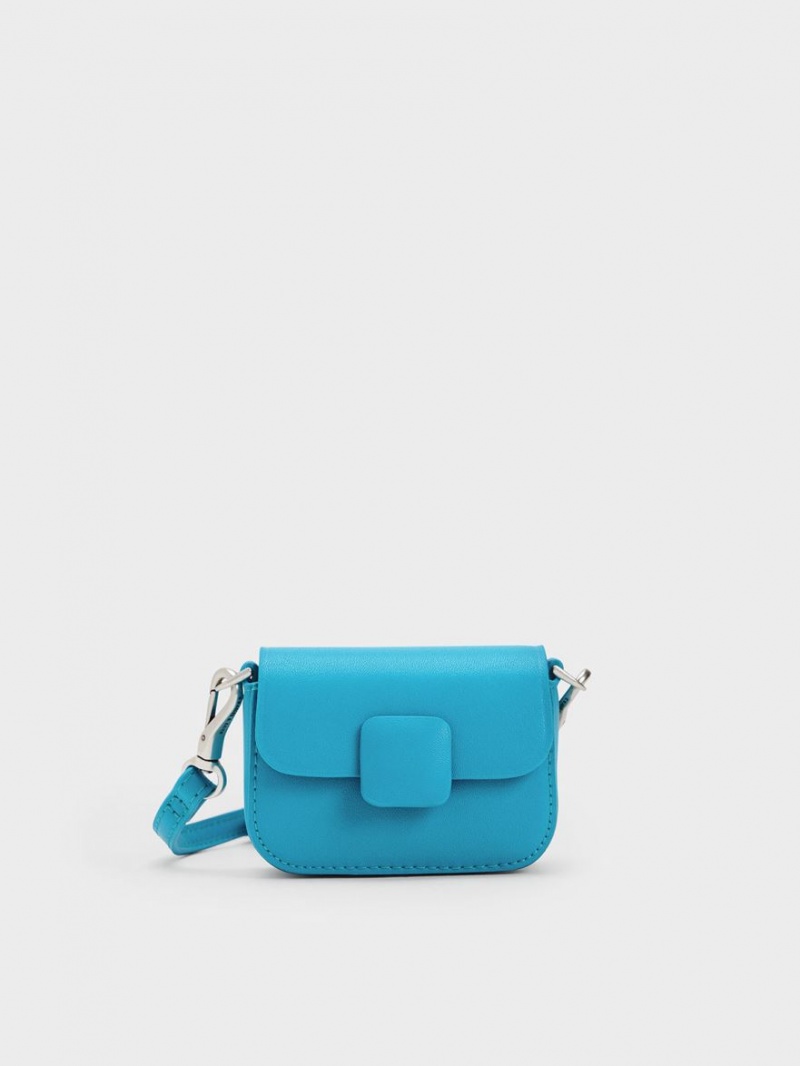 Charles & Keith Micro Koa Square Push-Lock Mini Taschen Blau | 709RLXPHK