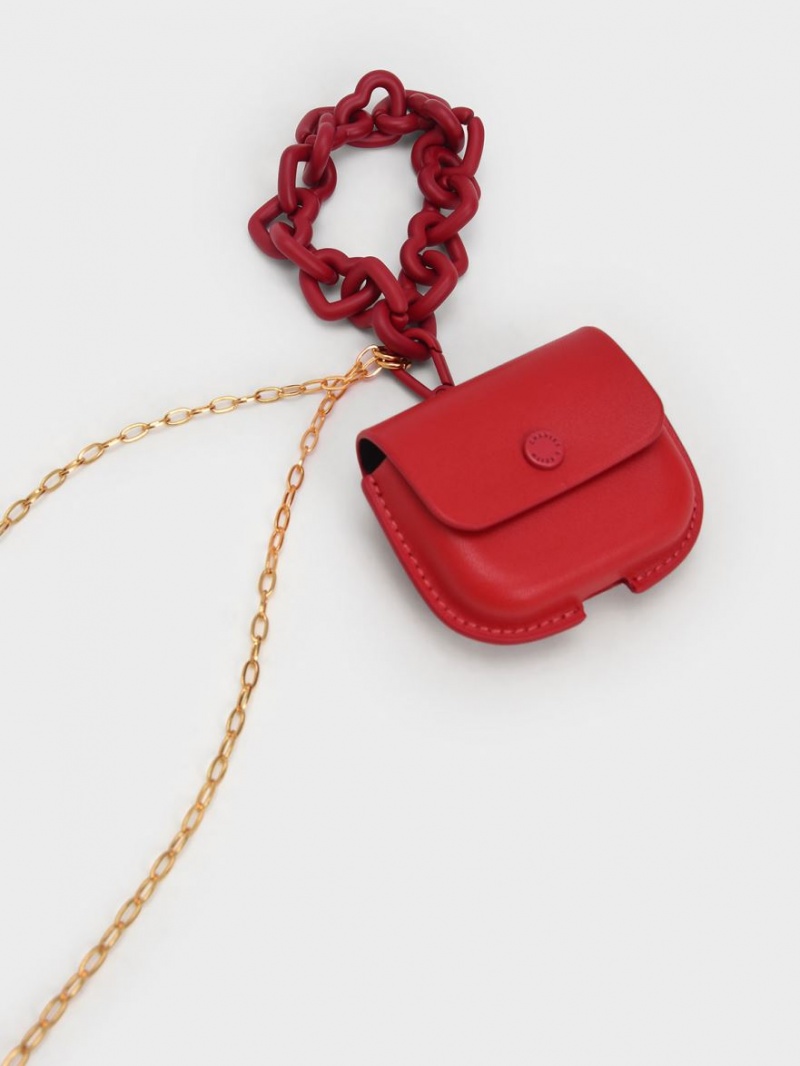 Charles & Keith Mini AirPods Beuteltasche Rot | 273DIXPUT