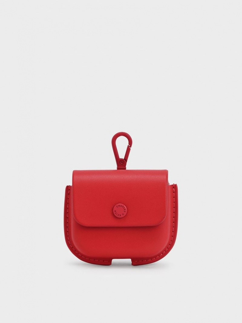 Charles & Keith Mini AirPods Beuteltasche Rot | 273DIXPUT