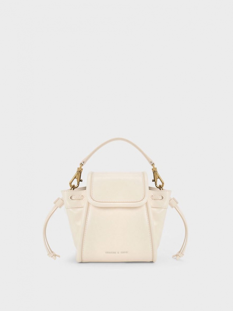 Charles & Keith Mini Ashby Top Handtasche Weiß | 921SNTKLA