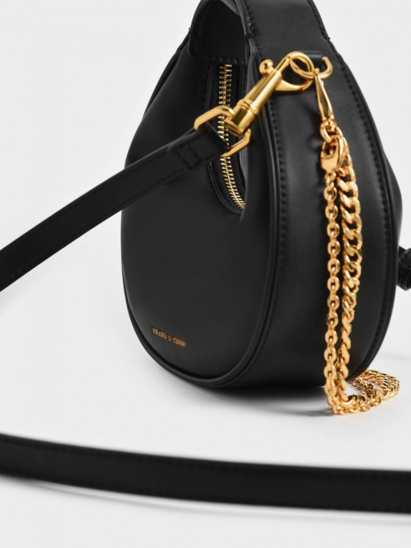 Charles & Keith Mini Crescent Hobo Tasche Schwarz | 258YDUMBR