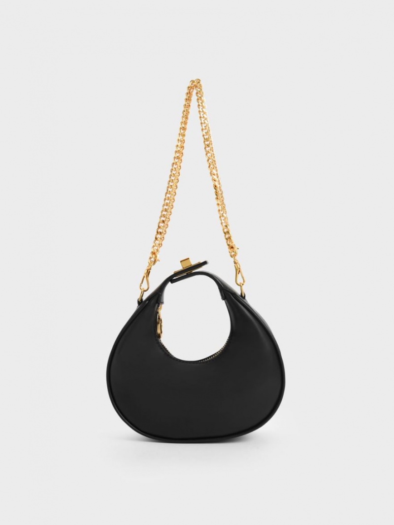 Charles & Keith Mini Crescent Hobo Tasche Schwarz | 258YDUMBR