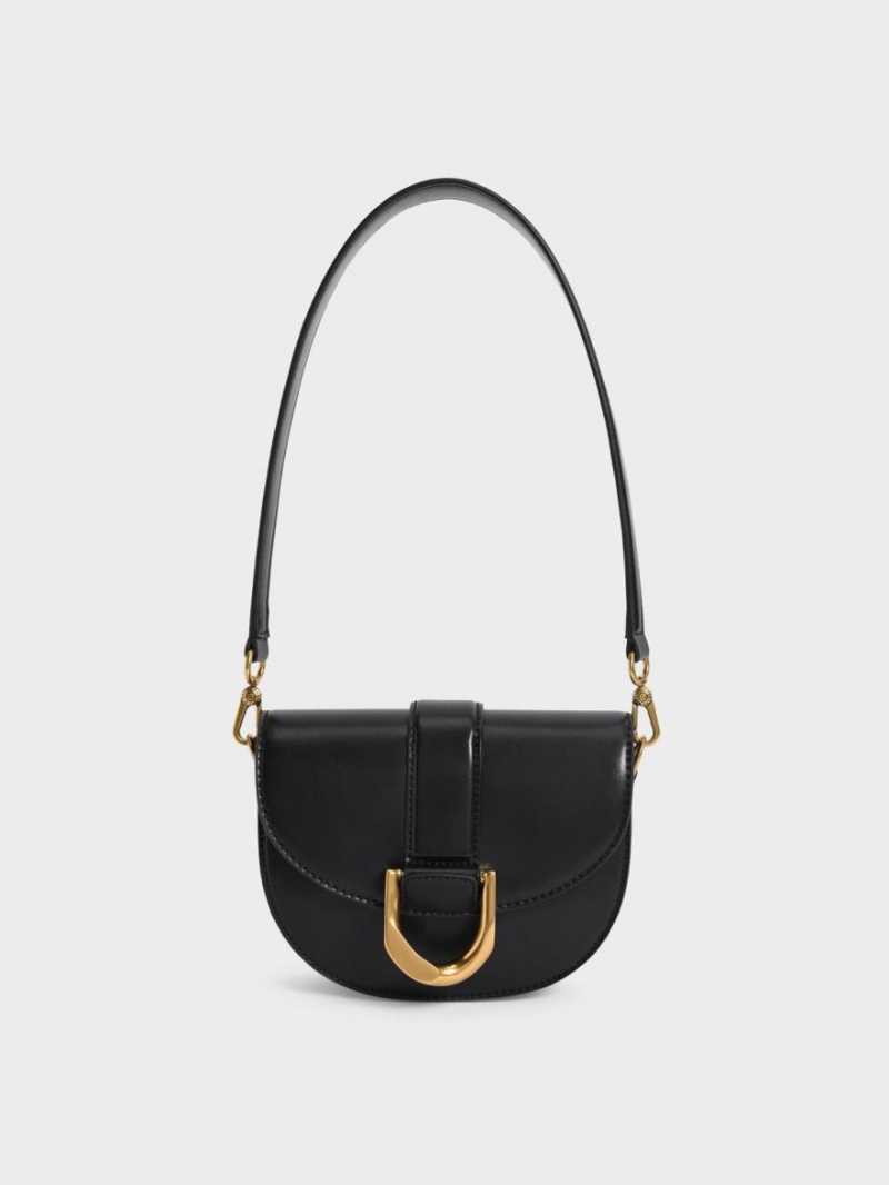 Charles & Keith Mini Gabine Satteltaschen Schwarz | 326ZTWVNS