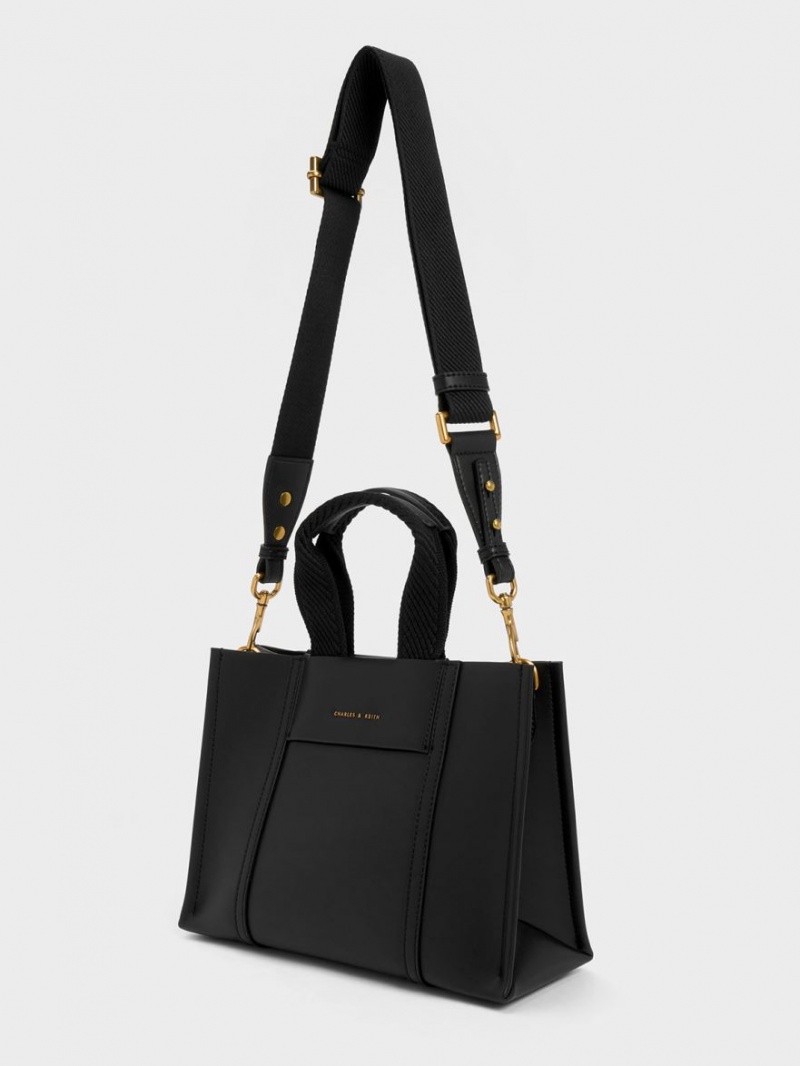 Charles & Keith Mini Shalia Tragetaschen Schwarz | 896WODMUT