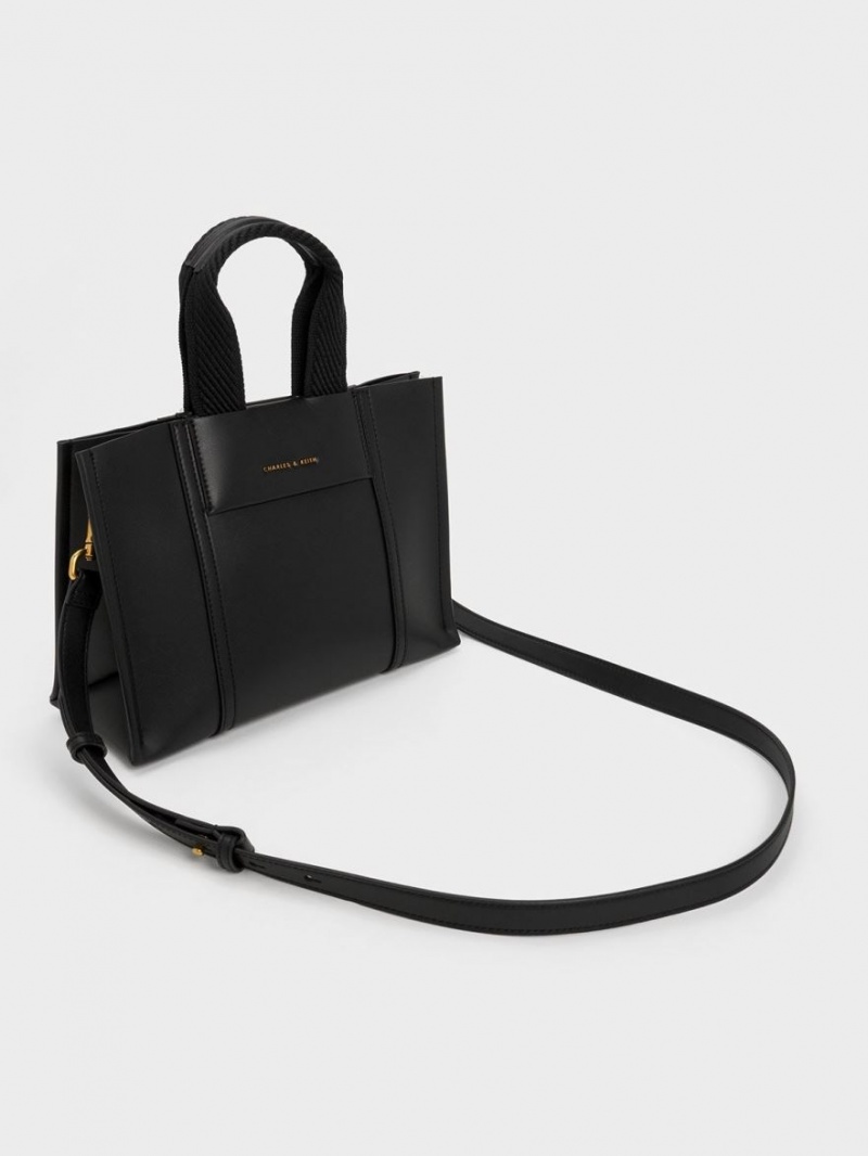 Charles & Keith Mini Shalia Tragetaschen Schwarz | 896WODMUT