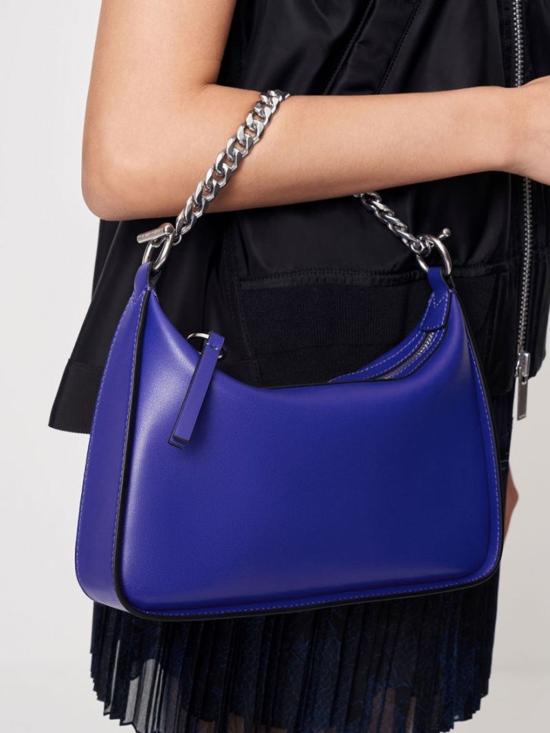 Charles & Keith Minta Chain-Link Hobo Tasche Blau | 093DAEXWL