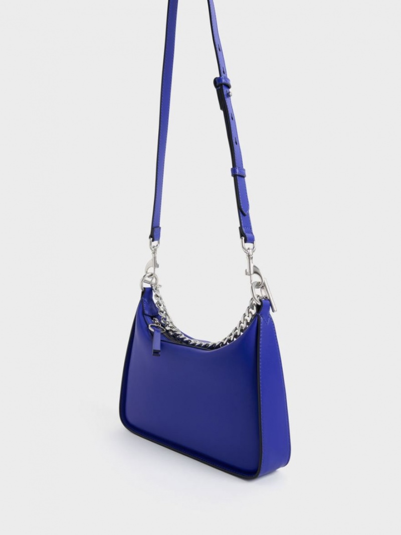 Charles & Keith Minta Chain-Link Hobo Tasche Blau | 093DAEXWL