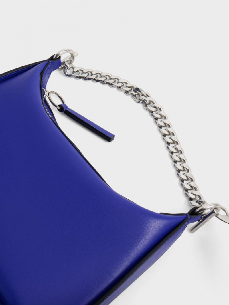 Charles & Keith Minta Chain-Link Hobo Tasche Blau | 093DAEXWL