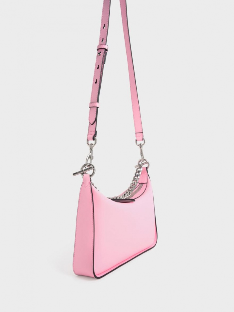 Charles & Keith Minta Chain-Link Hobo Tasche Rosa | 038HRBPMG