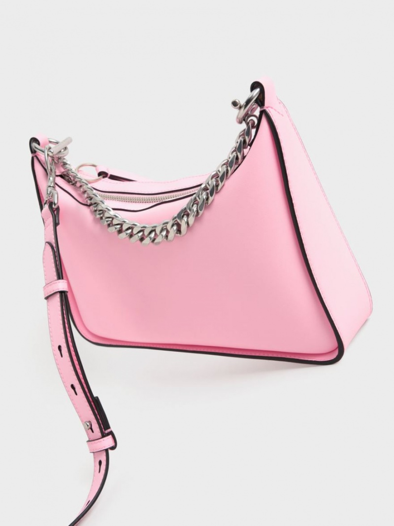 Charles & Keith Minta Chain-Link Hobo Tasche Rosa | 038HRBPMG