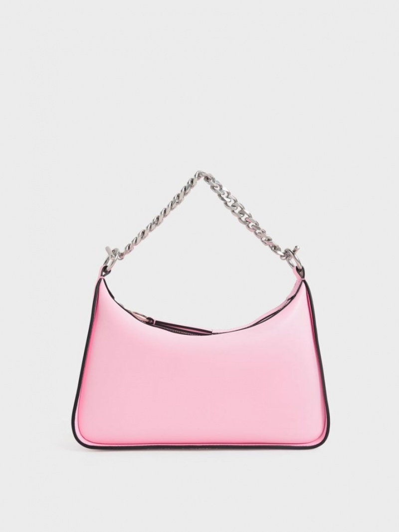 Charles & Keith Minta Chain-Link Hobo Tasche Rosa | 038HRBPMG