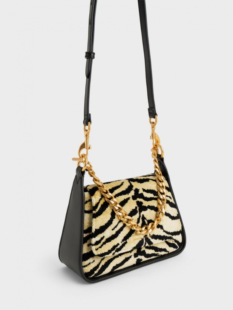 Charles & Keith Minta Tiger Print Trapeze Crossbody Taschen Mehrfarbig | 578ERSHAM