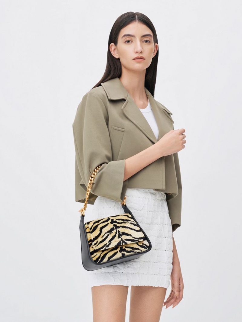 Charles & Keith Minta Tiger Print Trapeze Crossbody Taschen Mehrfarbig | 578ERSHAM