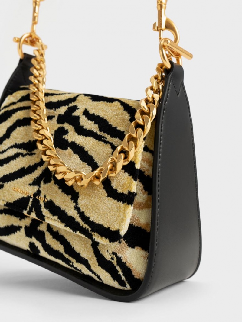 Charles & Keith Minta Tiger Print Trapeze Crossbody Taschen Mehrfarbig | 578ERSHAM