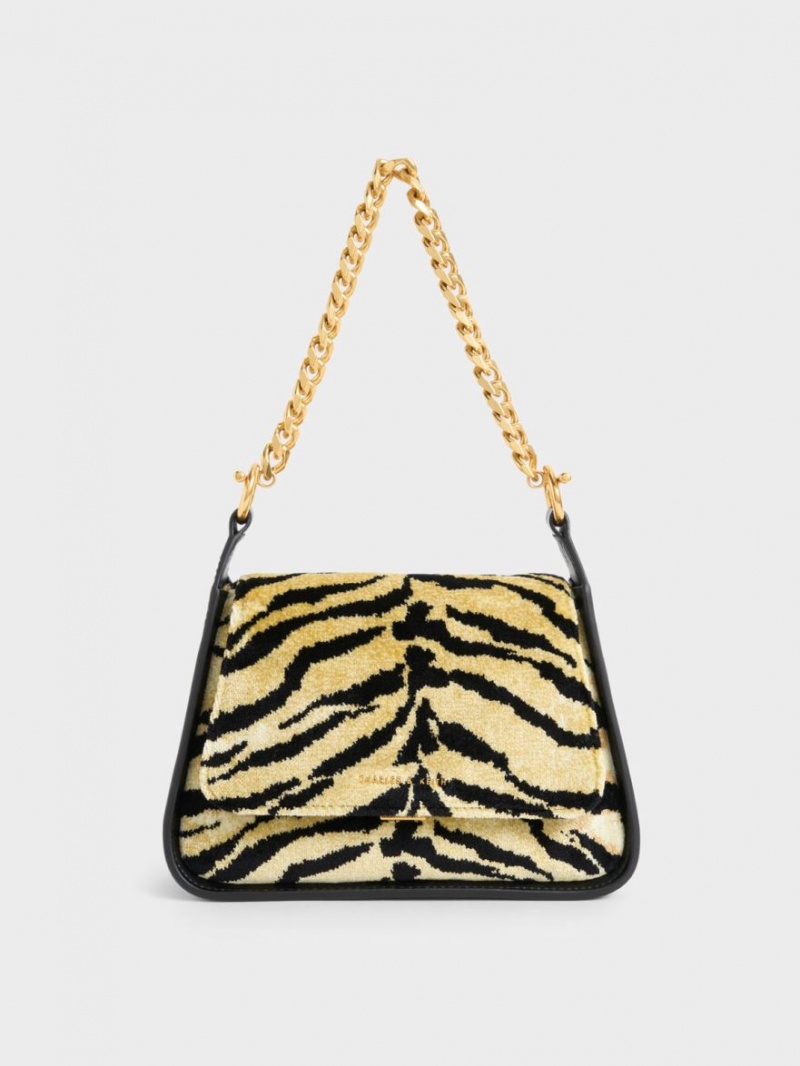 Charles & Keith Minta Tiger Print Trapeze Crossbody Taschen Mehrfarbig | 578ERSHAM