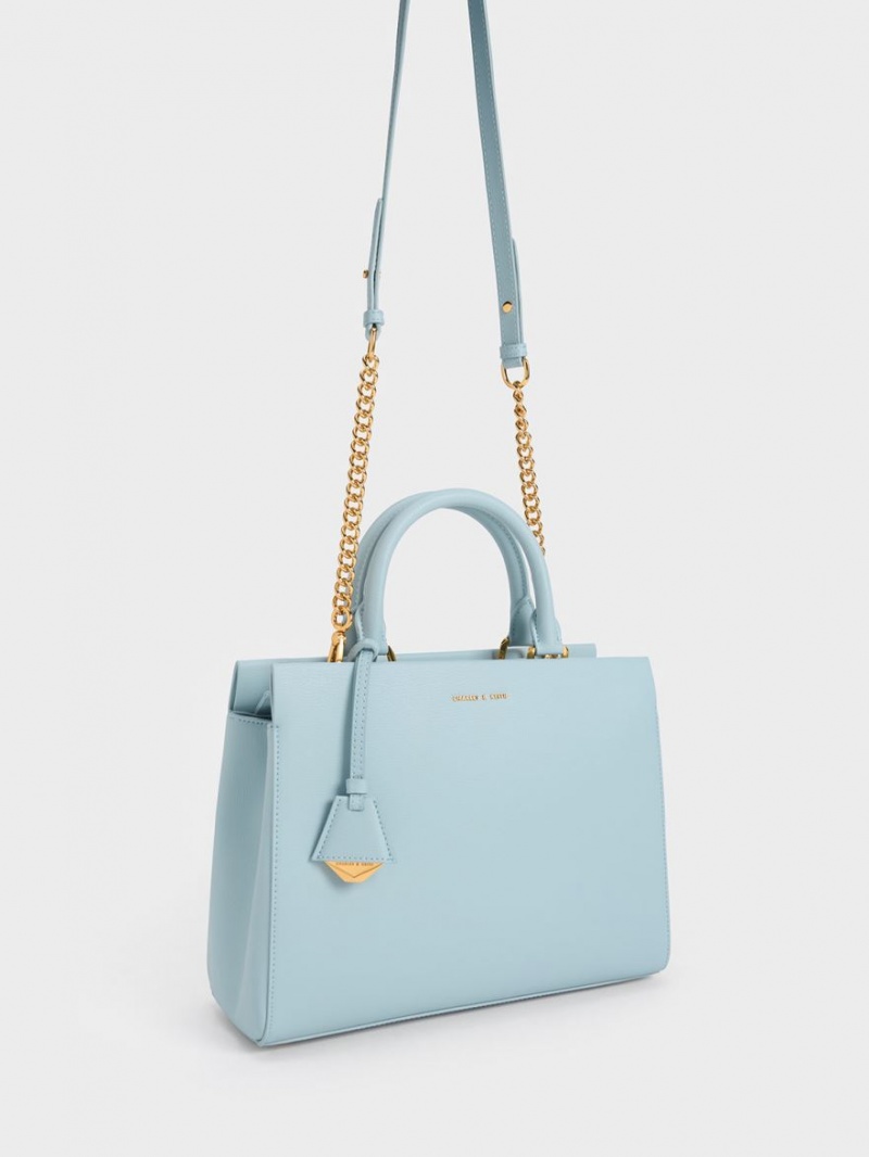 Charles & Keith Mirabelle Structured Handtasche Blau | 904NOLKUM