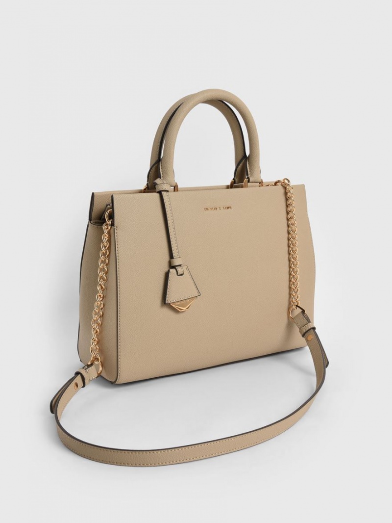 Charles & Keith Mirabelle Structured Handtasche Braun | 849WHSJFG